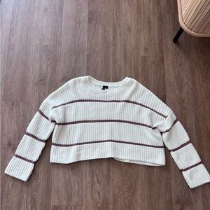 moon & madison Cream and Brown Striped Sweater